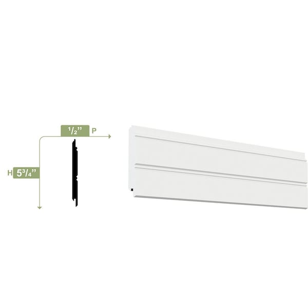 Ekena Millwork 5 3/4"H x 1/2"P x 96"L Reversible Beaded Plank Moulding, PVC - MLD06X01X96BPSWPV