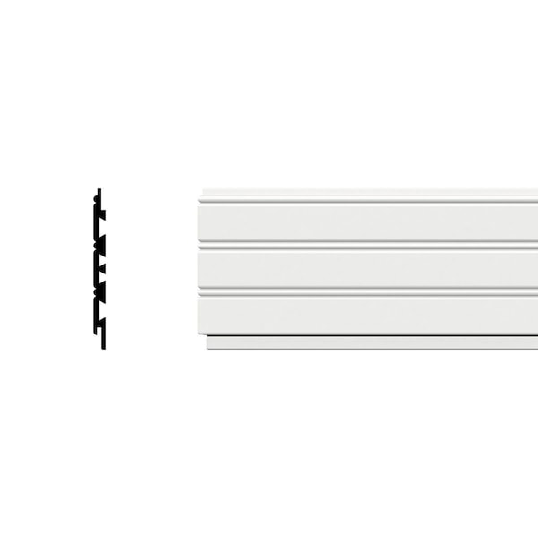Ekena Millwork 5 1/2"H x 3/8"P x 96"L Beaded Planking Moulding, PVC - MLD05X00X96BPSWPV