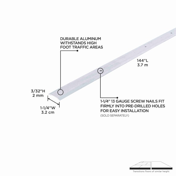 M-D Building Products Aluminum, Silver, 144 in L, 1.25 in W - 06981