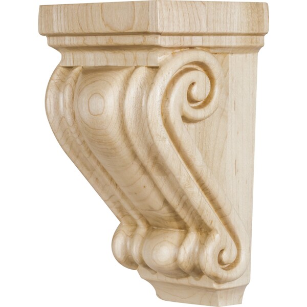 Hardware Resources 3-3/4" Wx3-1/2"Dx6-1/2"H Rubberwood Scrolled Corbel - CORC-6-RW