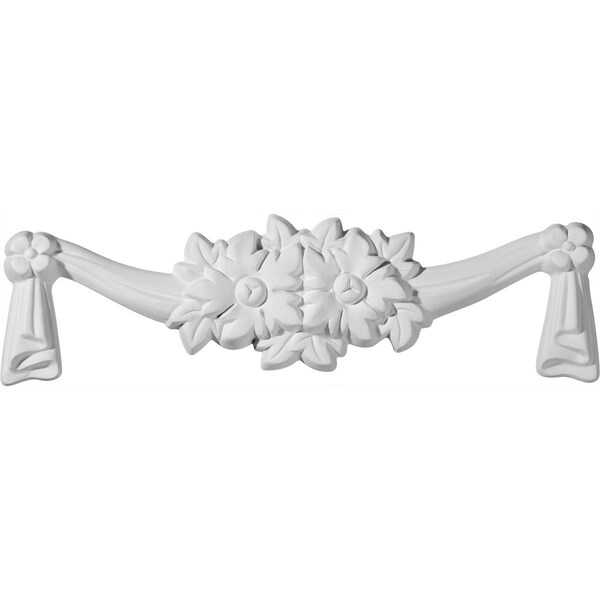 Ekena Millwork 10 1/4"W x 2 3/8"H x 5/8"P Emery Flowers and Ribbons Swag Onlay - ONL10X02X01EM