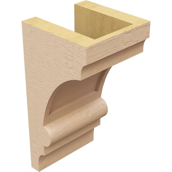 Ekena Millwork 5"W x 5"D x 10"H Wide Diane Rough Cedar Woodgrain TimberThane Corbel, Primed Tan - CORUR05X05X10DIARCPR