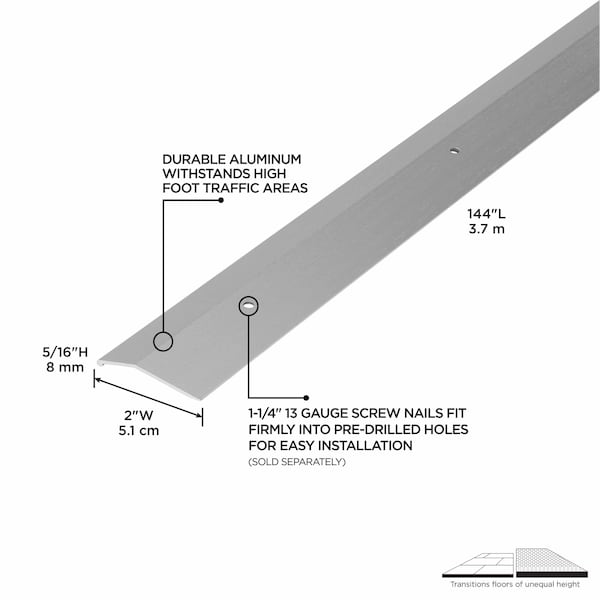 M-D Building Products Aluminum, Silver, 144 in L, 2 in W - 15870