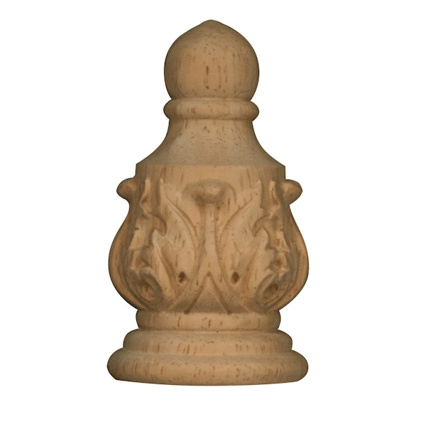 Osborne Wood Products 3 1/8 x 1 3/4 x 7/8 Medium Acanthus Half Finial in Rubberwood - 892050RW