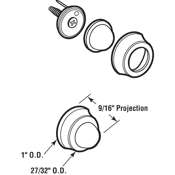 Prime-Line Cast Brass Wall Protector with Convex Bumper, 1 In., Bronze, (Single Pack) - J 4648