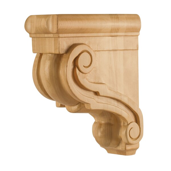 Hardware Resources 3" Wx6"Dx8"H White Birch Scrolled Corbel - CORF-2-WB