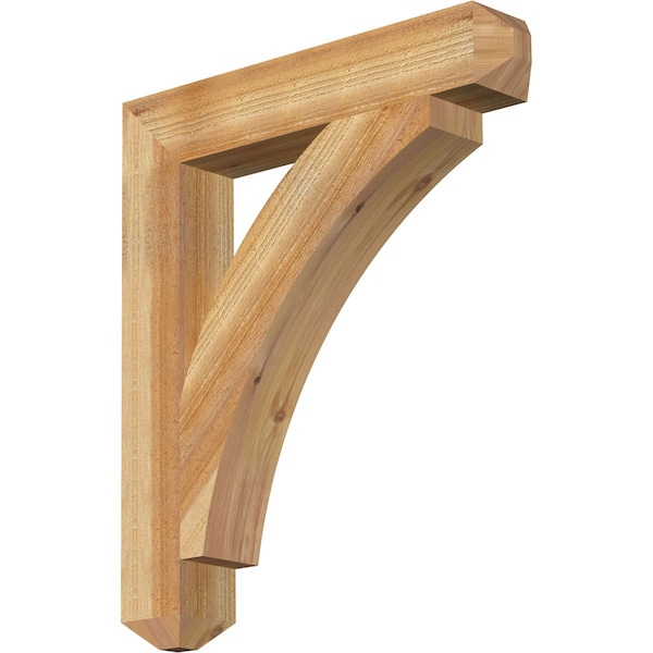 Ekena Millwork Thorton Craftsman Rough Sawn Bracket, Western Red Cedar, 4"W x 24"D x 28"H - BKT04X24X28THR04RWR
