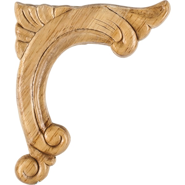 Hardware Resources 3-3/4" Wx5/16"Dx4-1/2"H Right Pressed Rubberwood Acanthus Corner Appliqué - PAPL-12-RRW