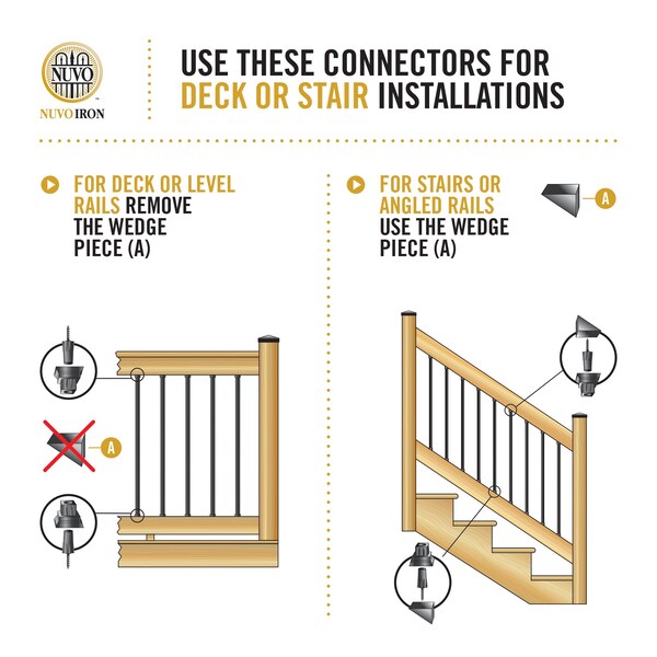 Nuvo Iron 26-In Round Baluster And Connector Combo Kit for Decks And Stairs, 30PK - RDPS26-CK