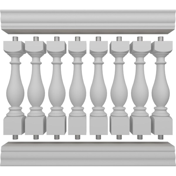 Ekena Millwork Fiberthane Legacy Balustrade Railing Kit, Style D (6 1/4" On-Center Spacing to Pass 4" Sphere Code) - BALK40X048LGD
