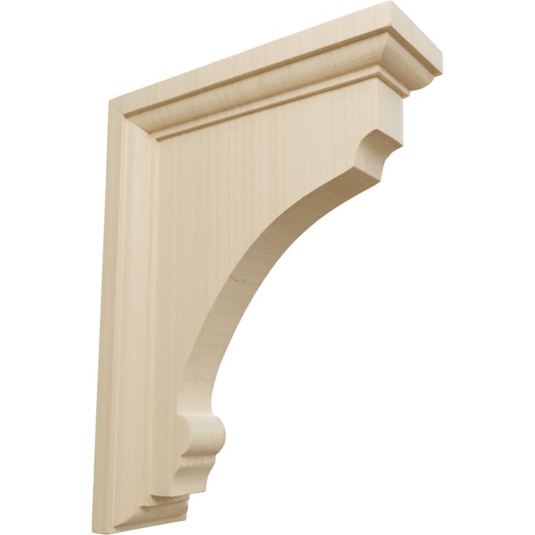 Ekena Millwork 2 1/2"W x 6"D x 8"H Medium Thompson Wood Bracket, Rubberwood - BKTW02X06X08TMRW