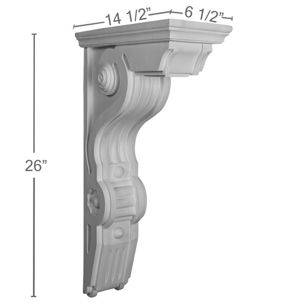 Ekena Millwork 6 1/2"W x 14 1/2"D x 26"H Giana Large Corbel - COR06X14X26GI