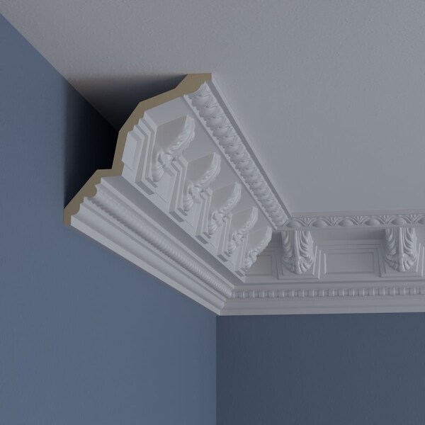 Ekena Millwork 5 1/4"H x 5 1/4"P x 7 1/2"F x 94 1/2"L Attica Acanthus Leaf Crown Moulding - MLD05X05X07AT