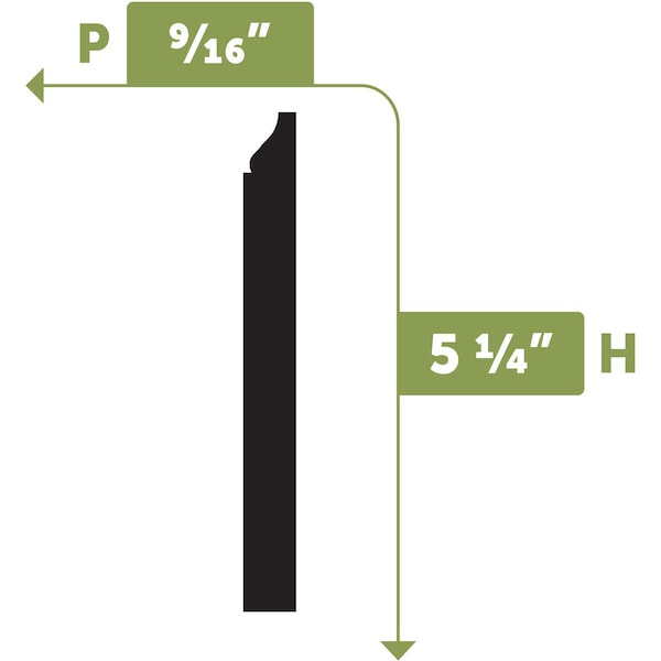 Ekena Millwork WM618 - 5 1/4"H x 9/16"D x 144"L Baseboard Flexible Moulding - BBDFWM618X144