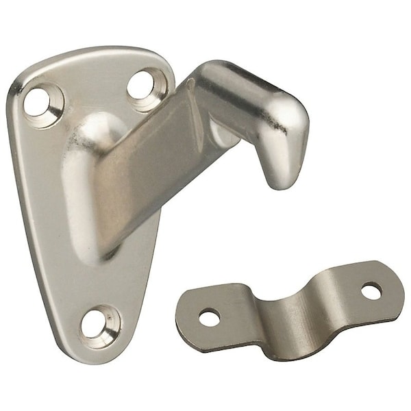 National Hardware Handrail Bracket with Strap, 250 lb, Zinc, Satin Nickel - N325-548