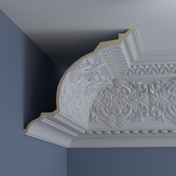 Ekena Millwork 17 3/4"H x 16 1/8"P x 23 7/8"F x 94 1/2"L, (16 3/8" Repeat), Norwich Crown Moulding - MLD17X16X23NO