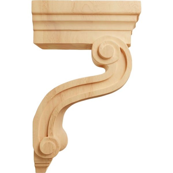 Ekena Millwork 3 3/8"W x 6 1/2"D x 10 1/2"H Los Angeles Hollow Back Corbel, Red Oak - COR03X06X10HARO