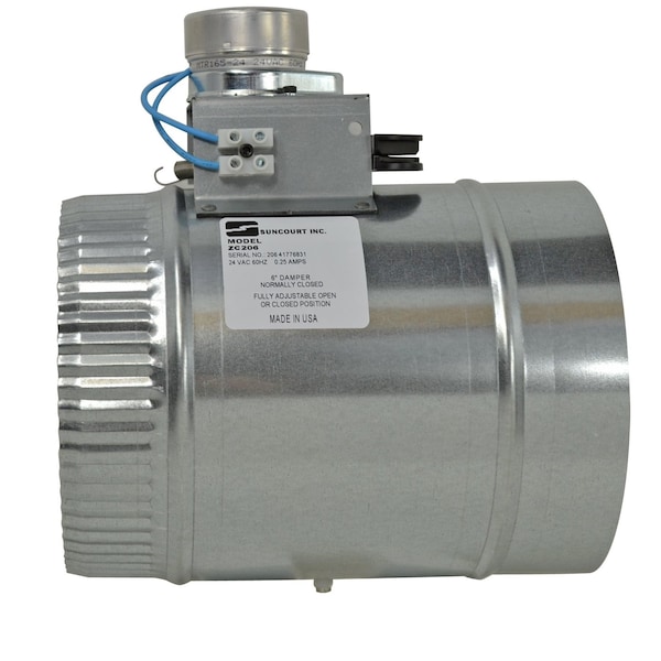 Suncourt 6" Fully Adjustable Motorized Airflow Control Damper - Normally Closed - ZC206