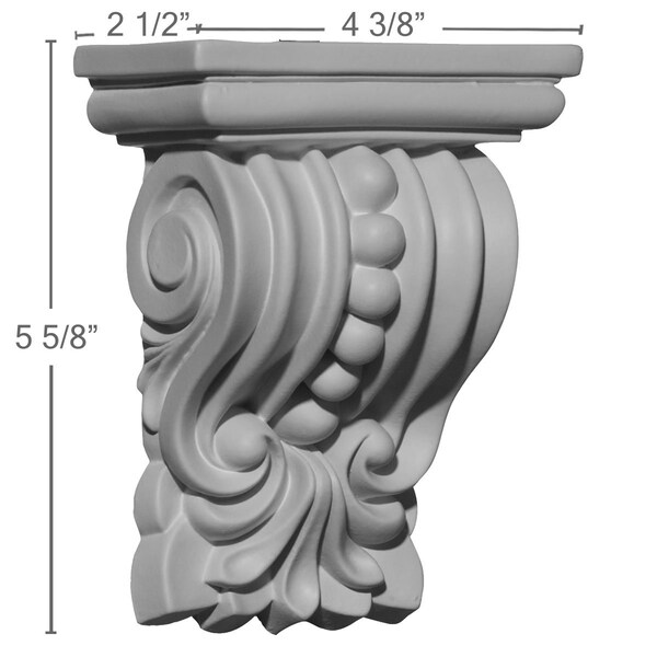 Ekena Millwork 4 3/8"W x 2 1/2"D x 5 5/8"H Palmetto Beaded Corbel - COR04X02X05PA