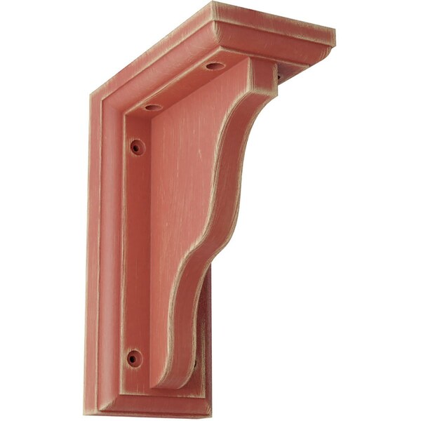Ekena Millwork 3"W x 5"D x 7"H Hamilton Traditional Wood Vintage Decor Bracket, Salvage Red - BKTWD03X05X07HARD