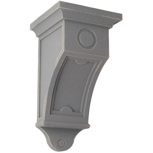 Ekena Millwork 7 1/2"W x 7 1/2"D x 14"H Arts and Crafts Wood Vintage Decor Corbel, Pebble Grey - CORWD07X07X14ARPG