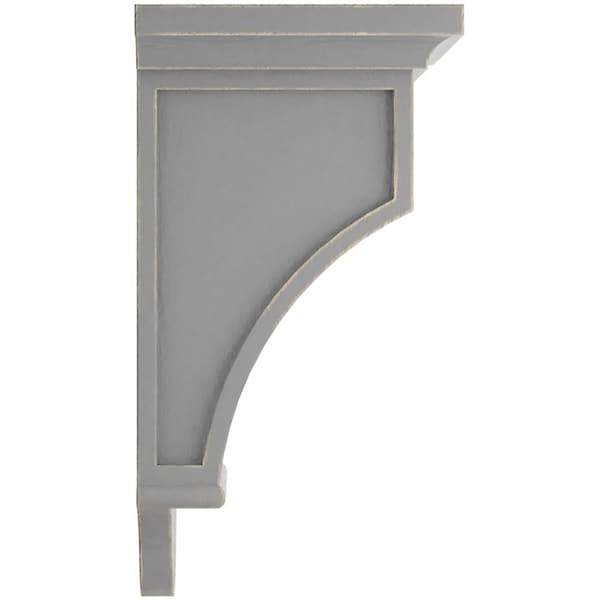 Ekena Millwork 7 1/2"W x 7 1/2"D x 14"H Arts and Crafts Wood Vintage Decor Corbel, Pebble Grey - CORWD07X07X14ARPG