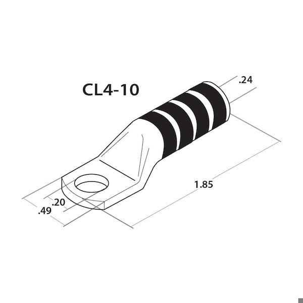 Conector de compresión de barril largo para #4 Awg, #10 Stud, color Gris, Cl4-10, 50 piezas - 2395585
