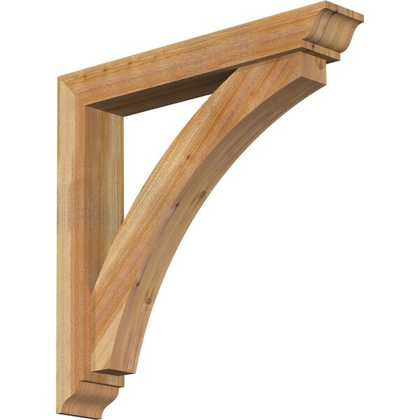 Ekena Millwork Thorton Traditional Rough Sawn Bracket w/ Offset Brace, Western Red Cedar, 6"W x 36"D x 36"H - BKT0604X36X36THR01RWR