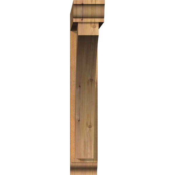 Ekena Millwork Thorton Traditional Rough Sawn Bracket w/ Offset Brace, Western Red Cedar, 6"W x 36"D x 36"H - BKT0604X36X36THR01RWR
