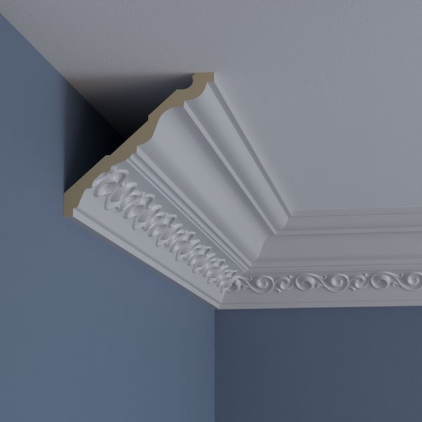 Ekena Millwork 5"H x 5 3/8"P x 7 3/8"F x 94 1/2"L, (5 1/2" Repeat), Terrones Crown Moulding - MLD05X05X07TS
