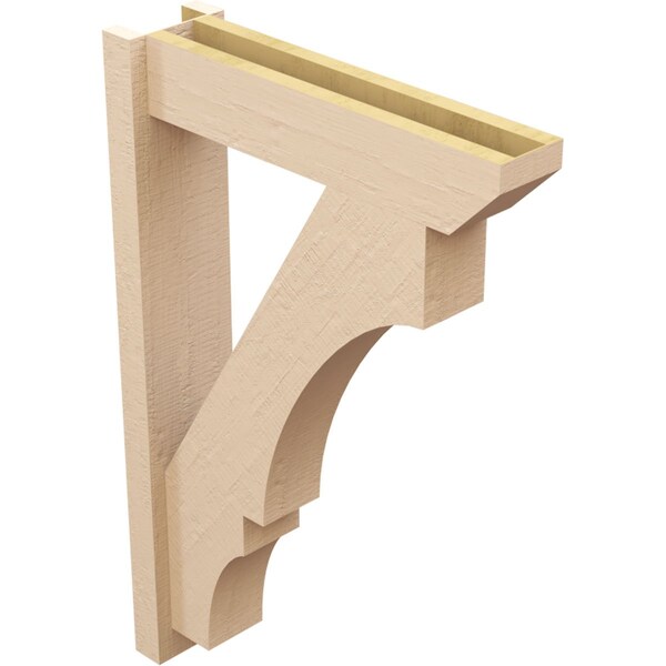 Ekena Millwork 6-in W x 24-in D x 36-in H Balboa Slat Rough Cedar Woodgrain TimberThane Outlooker, Primed Tan - OUTUR060X24X36BOA24RCPR