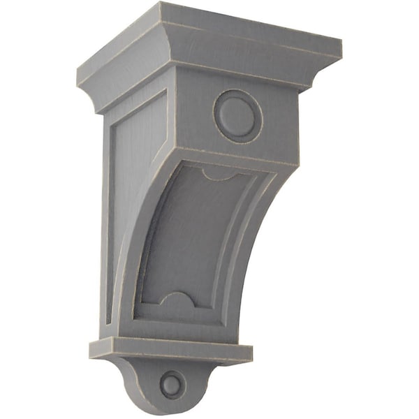 Ekena Millwork 5"W x 5"D x 9"H Arts and Crafts Wood Vintage Decor Corbel, Pebble Grey - CORWD05X05X09ARPG