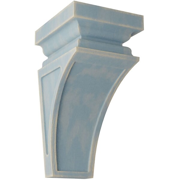 Ekena Millwork 4"W x 4 3/4"D x 8"H Small Nevio Wood Vintage Decor Corbel, Driftwood Blue - CORWD04X04X08NEBU