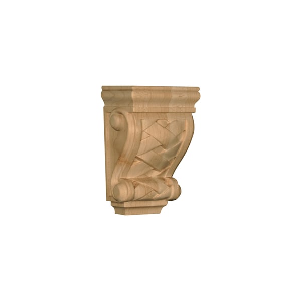 Osborne Wood Products 4 1/2 x 3 x 2 Miniature Basket Weave Corbel in Rubberwood ( - 891965RW