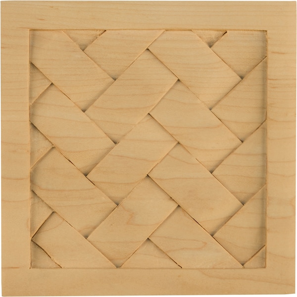 Osborne Wood Products 5 x 5 x 1/2 Square Basket Weave Onlay in Hard Maple - 7661HM