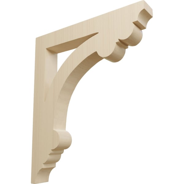 Ekena Millwork 1 1/2"W x 10"D x 12"H Large Ellis Wood Corbel, Rubberwood - CORW02X10X12ELRW