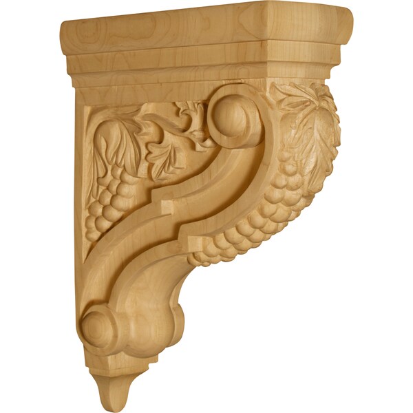 Osborne Wood Products 12 1/4 x 3 1/2 x 8 Athens Bar Corbel with Grapes in Alder - 8027A