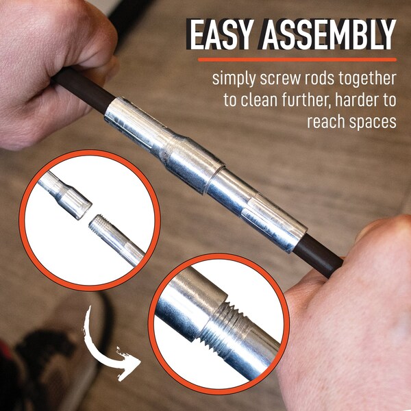 Chromex Chimney Cleaning Kit W/ Eight 3ft Fiberglass Rods, 6'' Premium Poly Brush & 1/4'' NPT Fittings - CXT1-1106