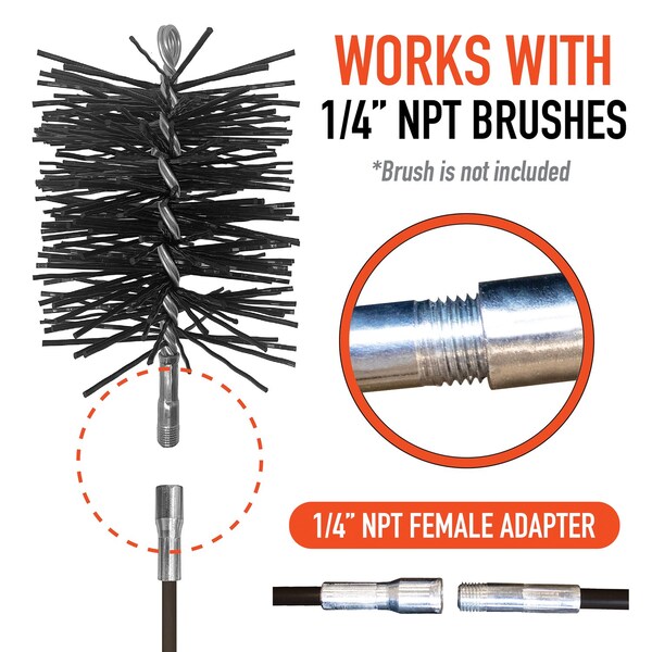 Chromex 7-Piece 21ft Fiberglass Chimney Brush Rods with 1/4'' NPT Fittings - ADX1-1024