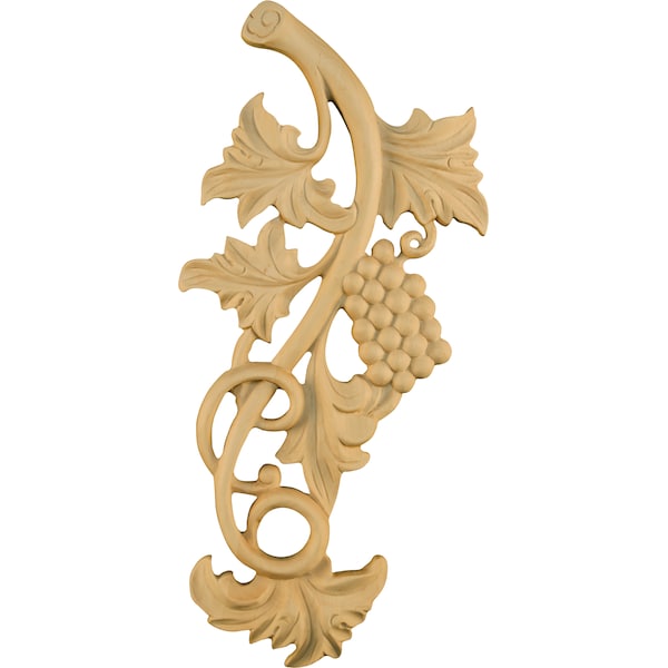 Osborne Wood Products 14 x 6 1/2 x 3/4 Grape Vine Applique Left in Red Oak - 7521O