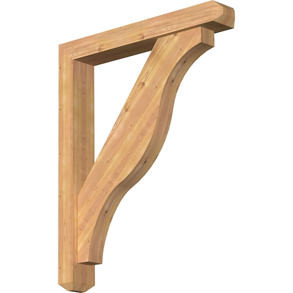 Ekena Millwork Funston Craftsman Smooth Bracket w/ Offset Brace, Western Red Cedar, 5 1/2"W x 36"D x 44"H - BKT0604X36X44FST04SWR