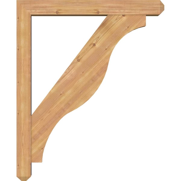 Ekena Millwork Funston Craftsman Smooth Bracket w/ Offset Brace, Western Red Cedar, 5 1/2"W x 36"D x 44"H - BKT0604X36X44FST04SWR