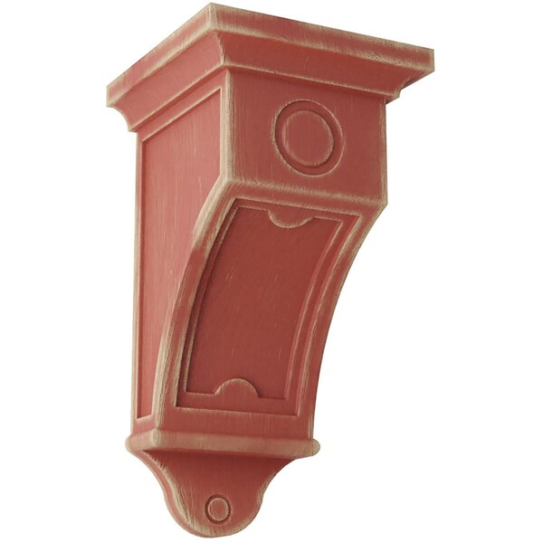 Ekena Millwork 7 1/2"W x 7 1/2"D x 14"H Arts and Crafts Wood Vintage Decor Corbel, Salvage Red - CORWD07X07X14ARRD
