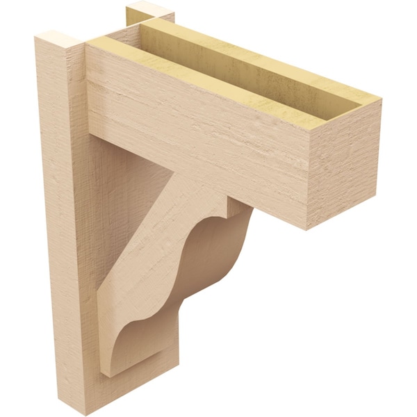 Ekena Millwork 6-in W x 14-in D x 18-in H Funston Block Rough Cedar Woodgrain TimberThane Outlooker, Primed Tan - OUTUR060X14X18FST44RCPR