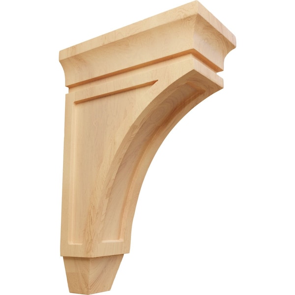 Ekena Millwork 3 3/8"W x 6 3/4"D x 10"H Small Lucan Wood Corbel, Red Oak - CORW03X07X10LURO