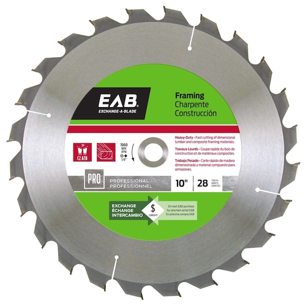 Exchange-A-Blade 10 in. x 28 Teeth Framing Professional Recyclable Exchangeable Saw Blade - 1012782