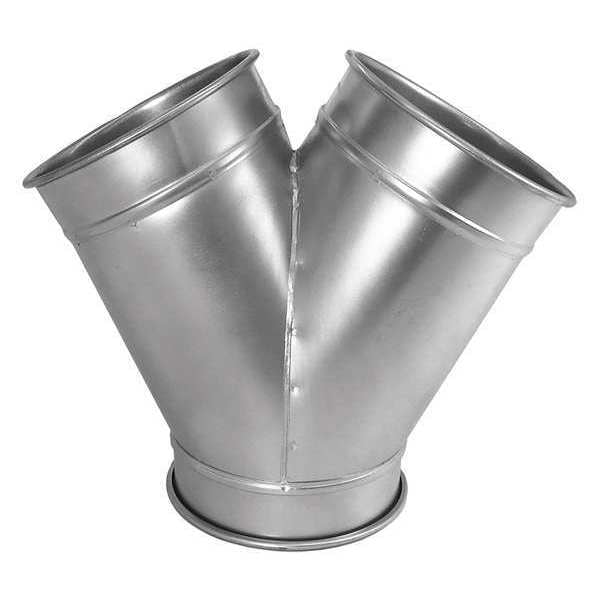 Nordfab Round 10"dia 17 1/2"L 60 Degrees  SS Wye Branch, 10 in Duct Dia, 304 Stainless Steel, 22 ga GA - 8040200792