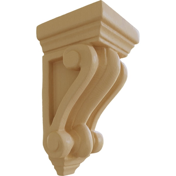 Ekena Millwork 5 1/4"W x 5 1/4"D x 9 1/2"H Devon Traditional Wood Corbel, Maple - CORW05X05X09DEMA