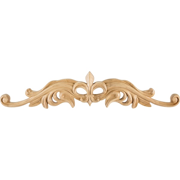 Hardware Resources 24" Wx7/8"Dx5-3/16"H Maple Hand Carved Fleur-de-lis Onlay - ONL-08-24MP