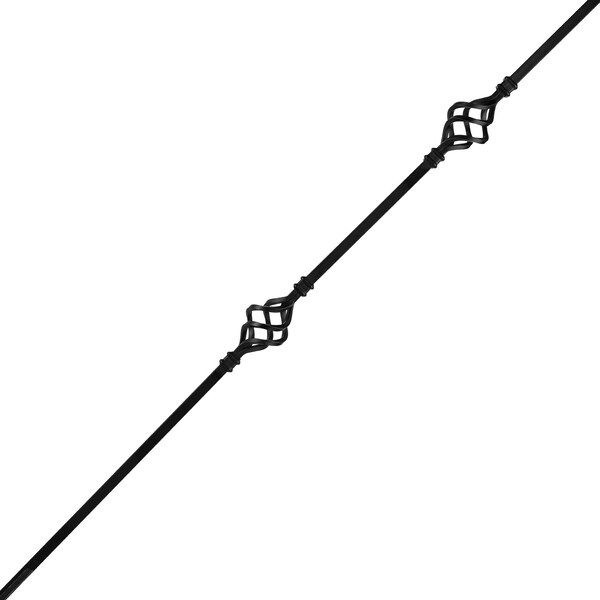Nuvo Iron in Square x 44in Long Black Steel Interior Balusters - Double Basket, 12PK - SQI2B-12MP